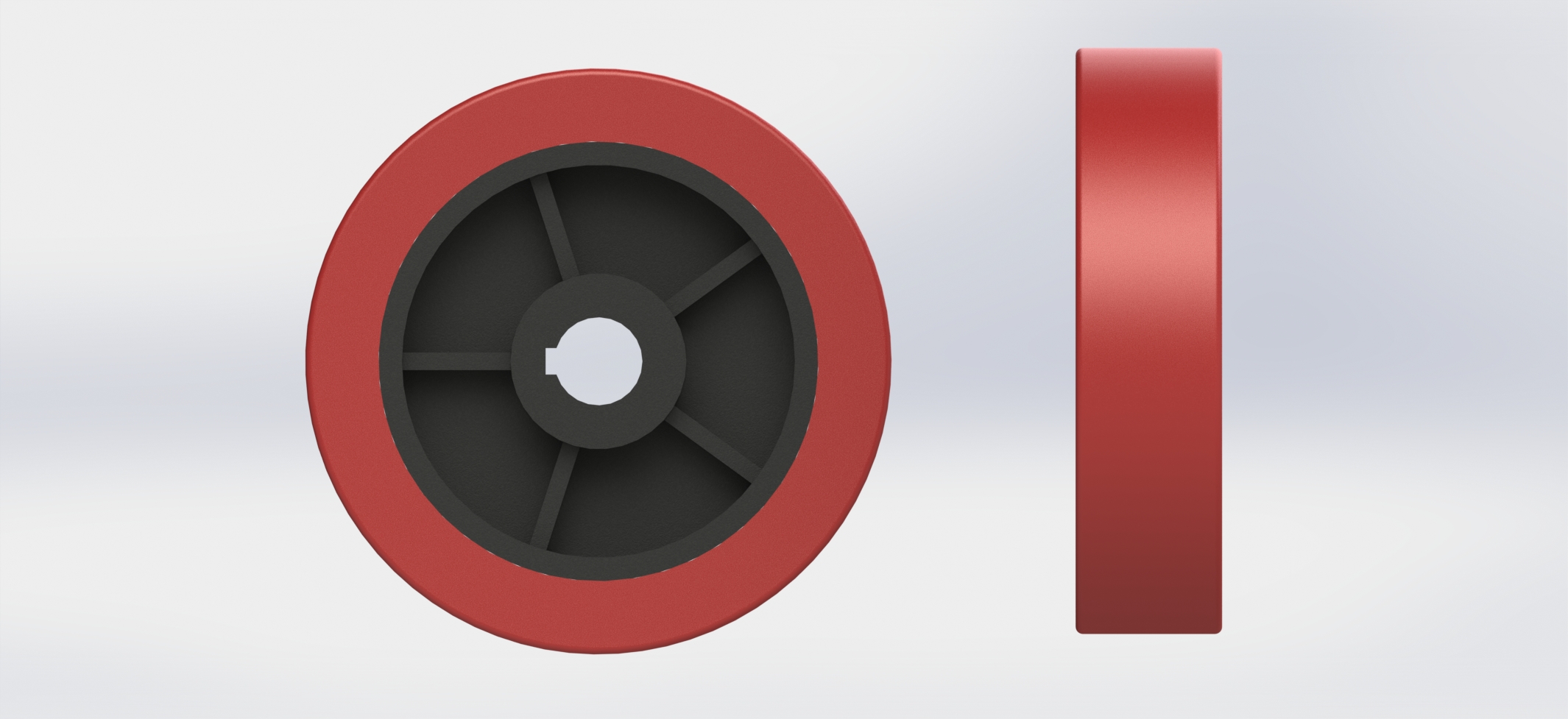 W400100-DCPU-H186 400x100mm 带键槽PU单轮
